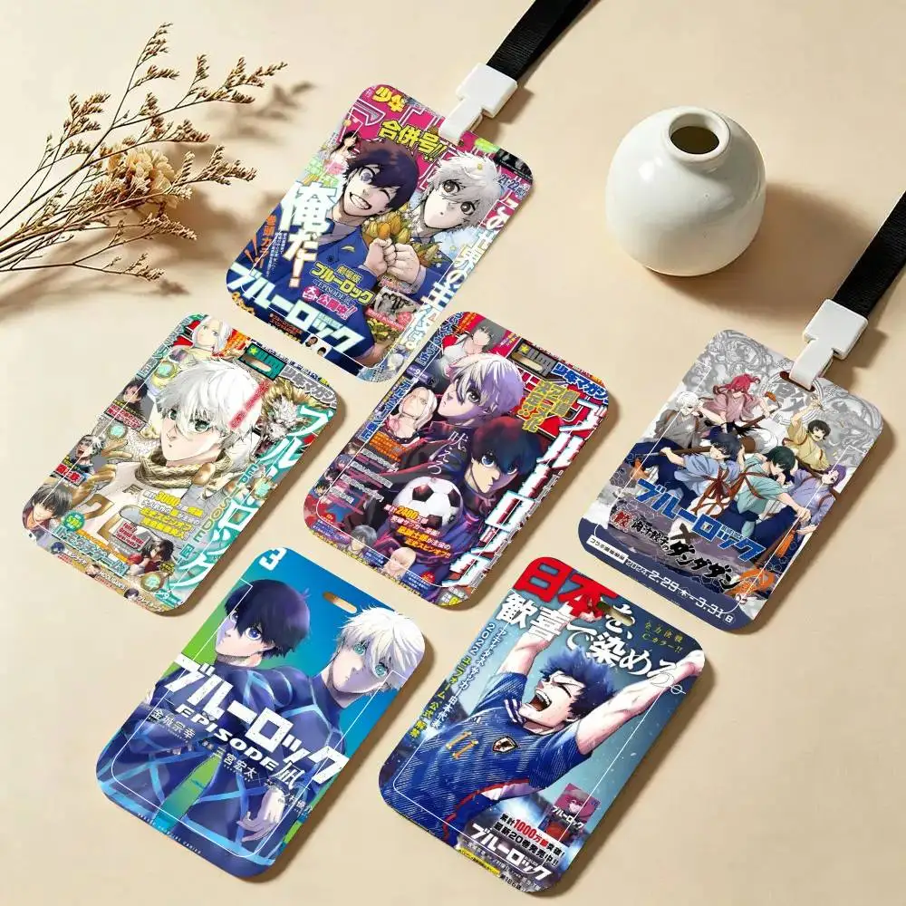Anime B-BLUE LOCK ID Card Holder Neck Strap Pendant Door Badge Holder Lanyards Keychain Work Credential Case Gift