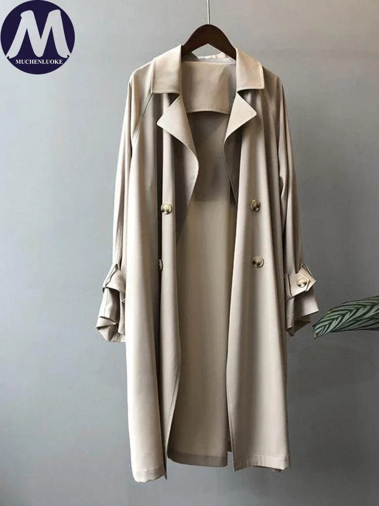 Coats for Women 2024 Spring Autumn New Long Sleeved Mid Length Trench Korean Fashion Leisure Over The Knee Women\'s Clothing