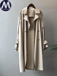 Coats for Women 2024 Spring Autumn New Long Sleeved Mid Length Trench Korean Fashion Leisure Over The Knee Women's Clothing