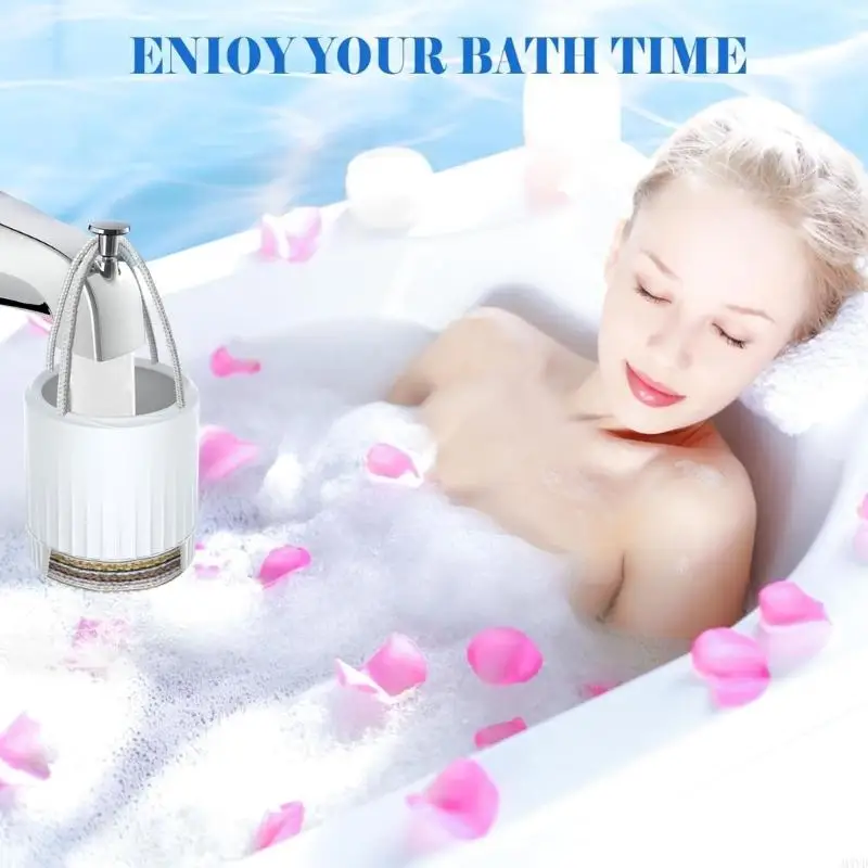 Tub Water Filter Basket with ABS Housing, Nine-Layer KDF55, Sulfite and Carbon Filter Media, Twin Cords for Faucet M4YD