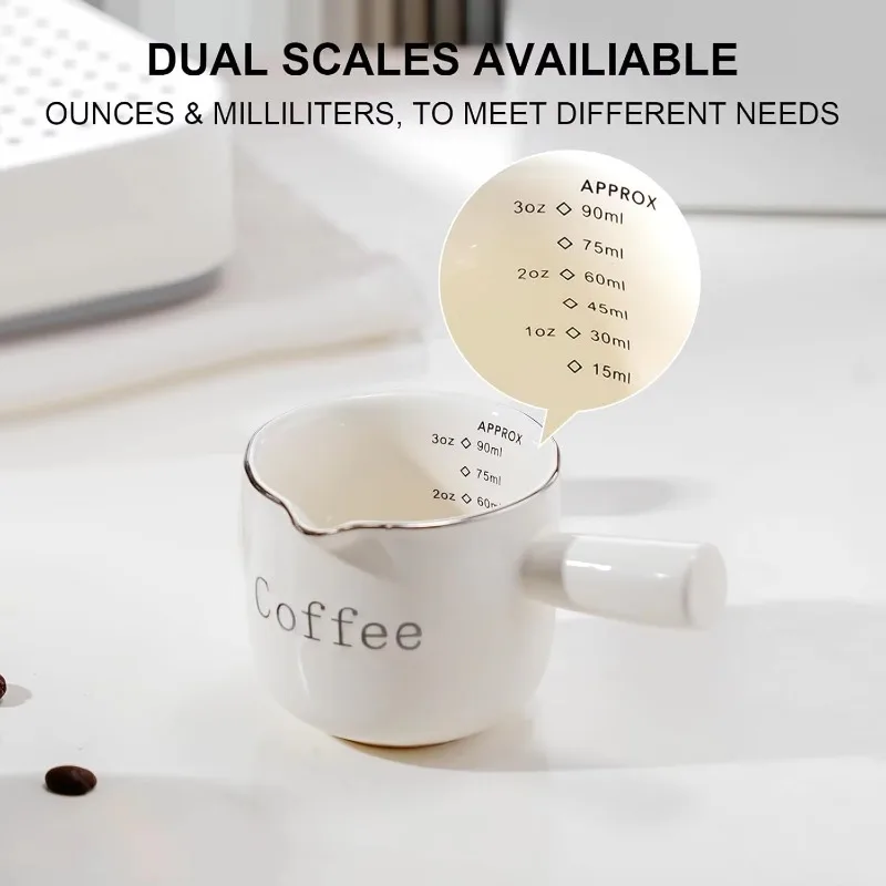 Mini Ceramic Coffee Cup with Handle V Shaped Spout Milk Cup Latte Creamer Blender Espresso Measuring Cup Tea Coffee Accessories