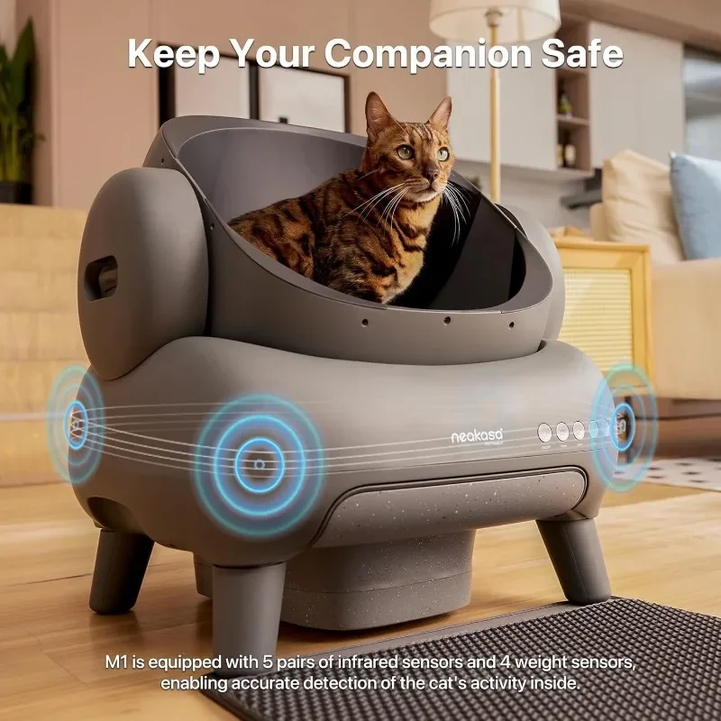 

Automatic Cat Litter Box Self Cleaning with APP Control Odor-Free Waste Disposal Toilette Litter Tray Safe Cat Toilet