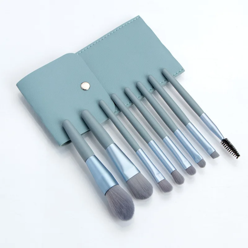 Ningying 8-teiliges tragbares Mini-Make-up-Pinsel-Set, buntes Beauty-Tools, Kosmetikpinsel-Set für Lidschatten, Rouge und Lippenstift