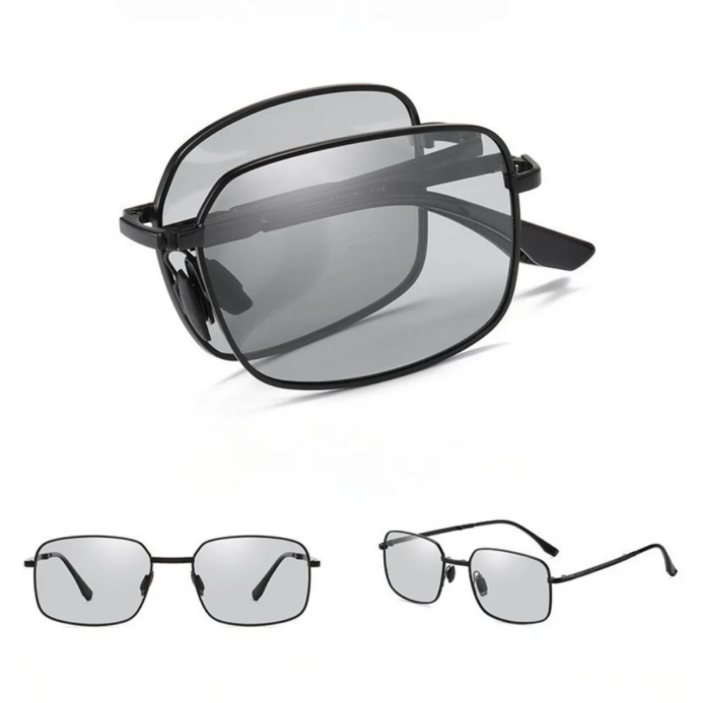 Occhiali da sole pieghevoli polarizzati per guida da uomo, giorno e notte, occhiali da sole quadrati a doppio scopo che cambiano colore