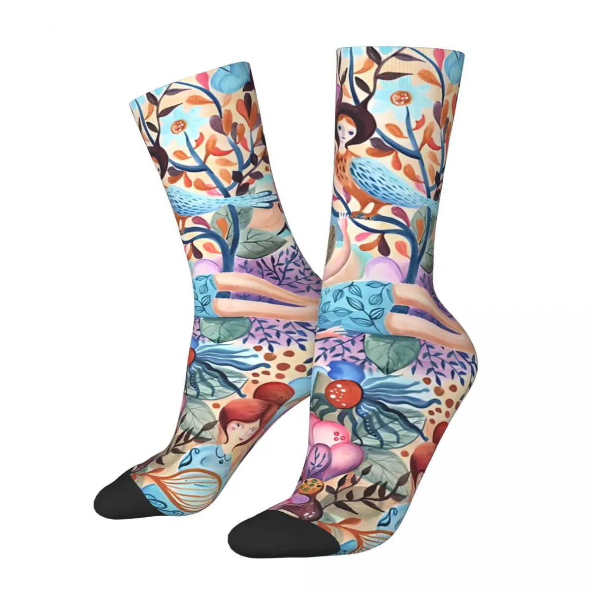 Gouache Ladies Men's Socks Retro Harajuku Street Style Novelty Casual Crew Sock