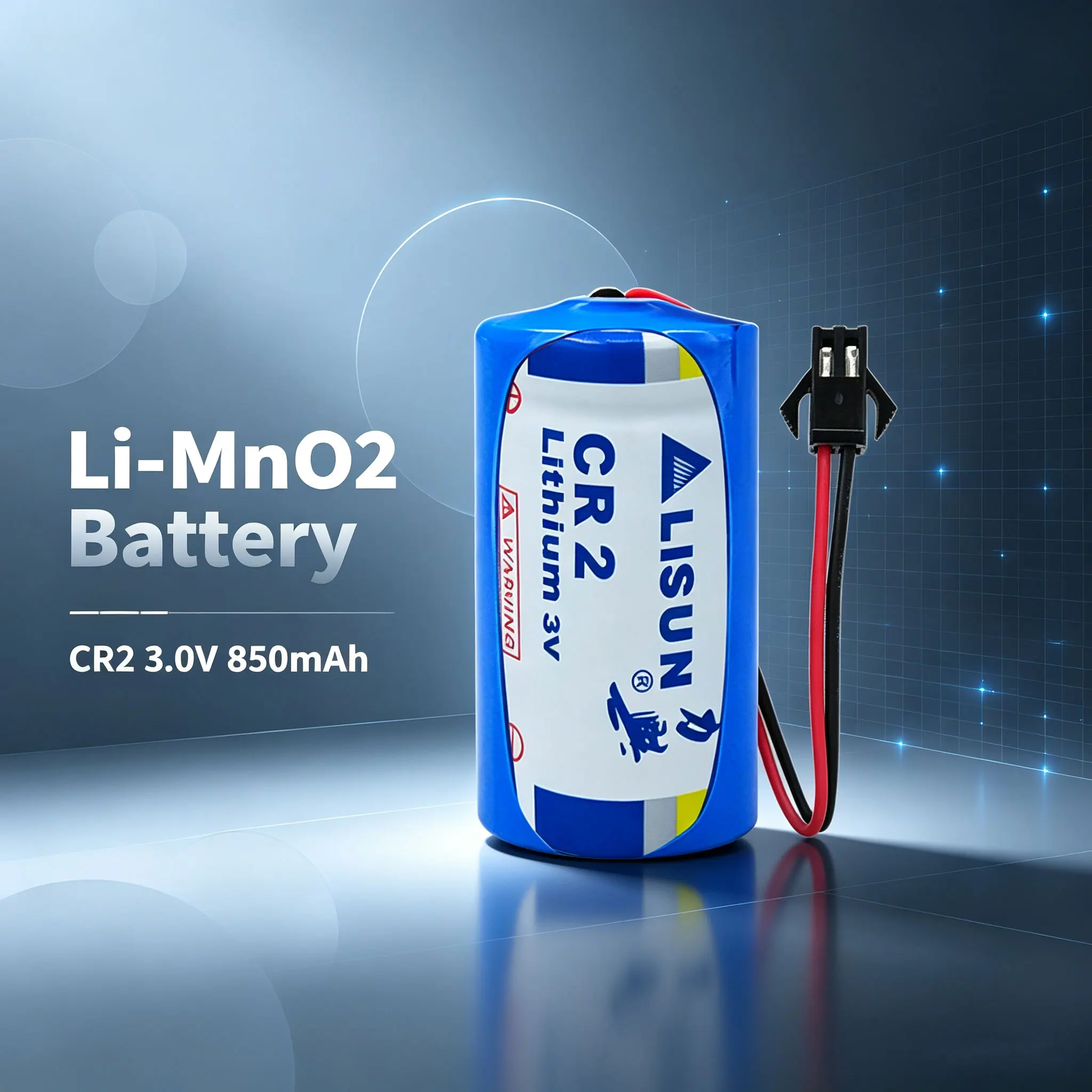 LISUN CR2 Li-MnO2 Battery 3V、 Intelligent water meter, smoke alarm, distance sensor, temperature controller