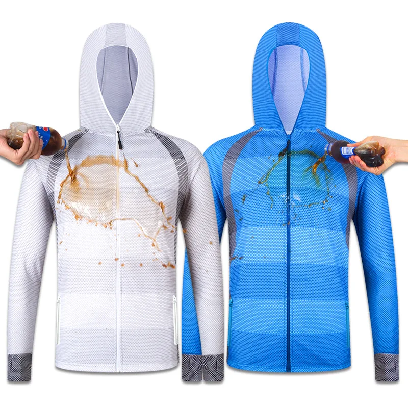 Hydrophobic Fishing Jacket Men Stain-Resistant Sun-Proof Anti-Fouling Fishing Shirt Long-Sleeved Camping Hiking Sportwear