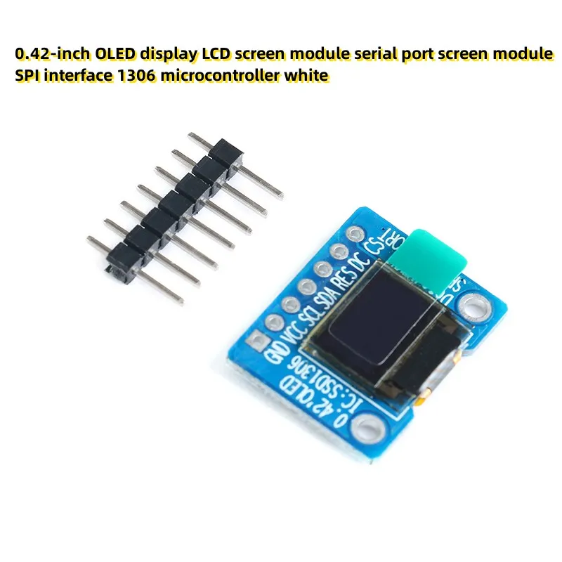 Módulo de Tela OLED LCD, Porta Serial, Interface SPI, 1306 Microcontrolador, Branco, 0,42"