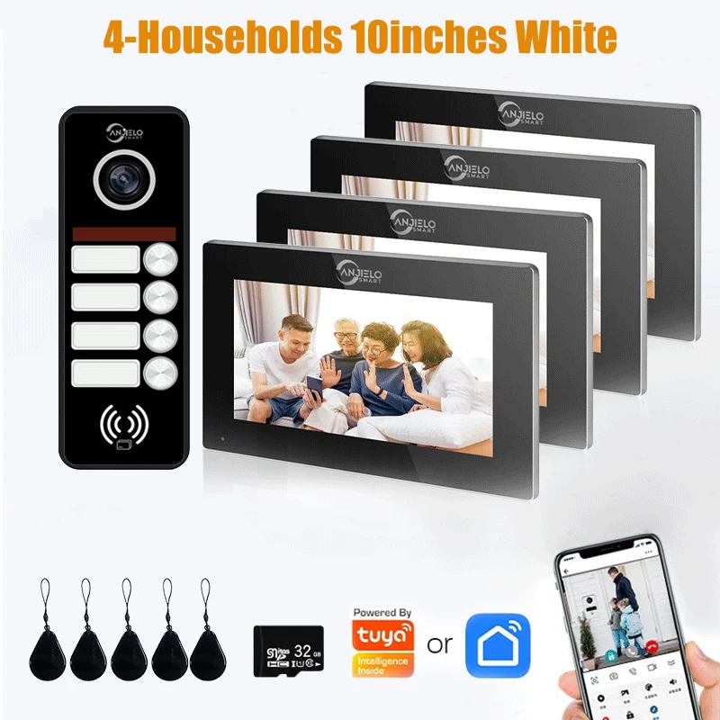 جهاز التحكم في الوصول إلى الفيديو Anjello Smart Tuya4، جهاز اتصال لاسلكي واي فاي، شاشة لمس 1080P 10 بوصة، أزرار مستقلة #1