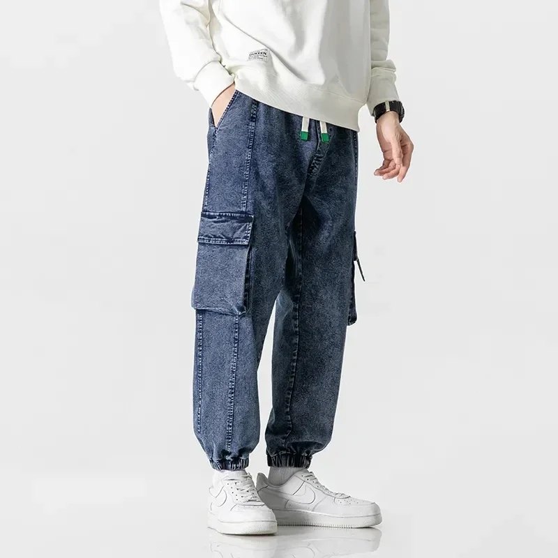 

Plus Size Men's Cargo Jogger Jeans Hip Hop Streetwear Multiple Pockets Stretched Cotton Casual Denim Pants Baggy Trousers 8XL