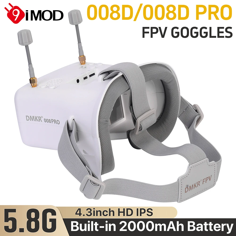 Occhiali 9IMOD 5.8G FPV VR 008D 008DPRO Occhiali FPV 40CH da 4,3 pollici con DVR per drone da corsa
