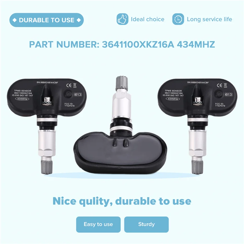 

4Pcs Car TPMS Sensor Tire Pressure Sensor Monitoring System 3641100XKZ16A For Great Wall C50 Haval H6 M6 2012-2018-T48C