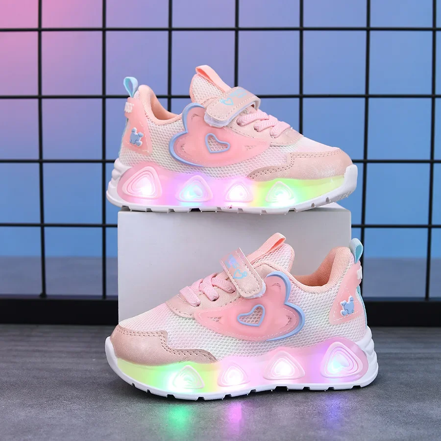 Nieuwe kindersneakers LED-licht verlichte kinderschoenen Jongens en meisjes Mesh ademende casual sportschoenen 1-6 jaar oud