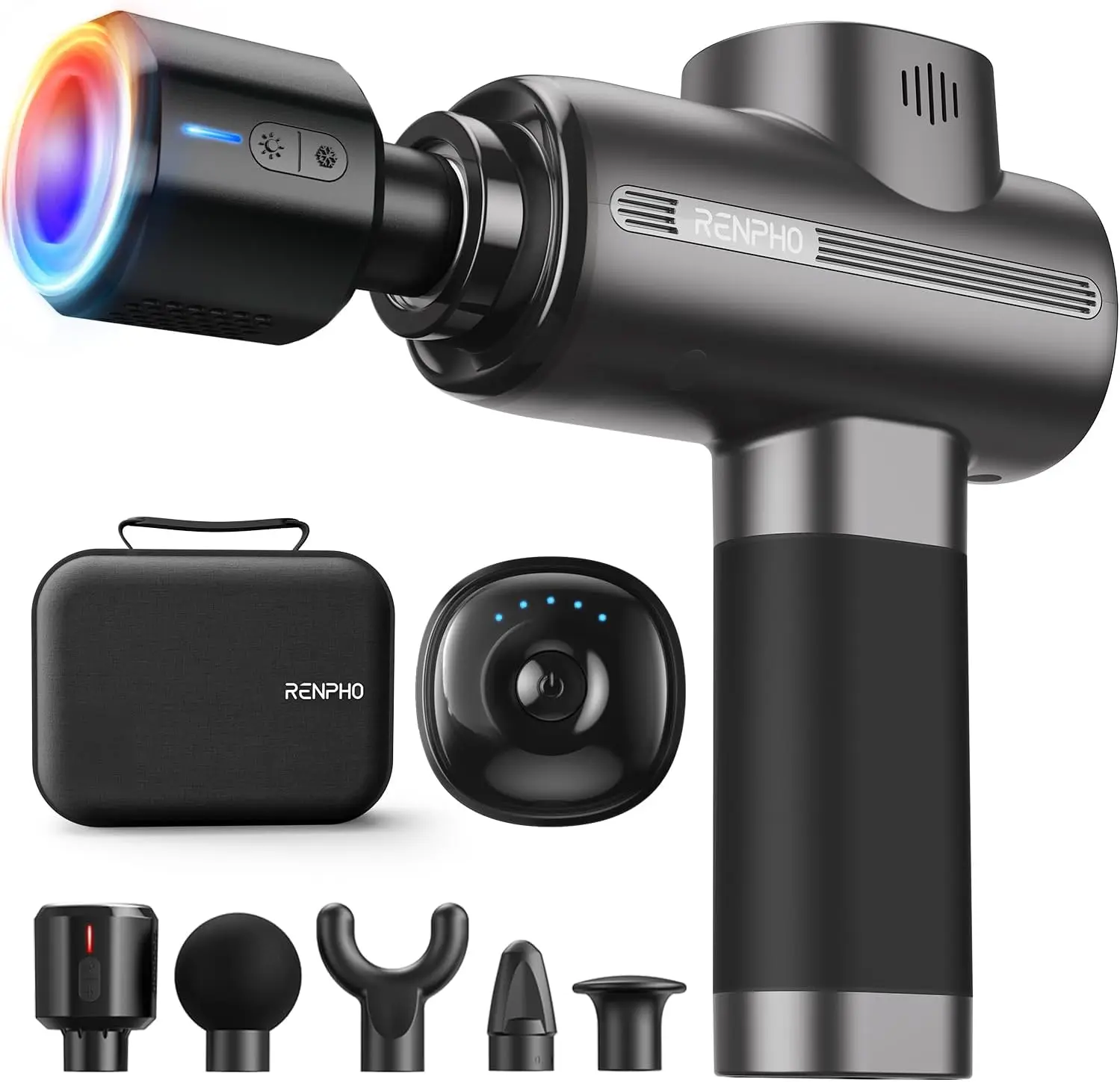 Active Thermacool Massage Gun with Heat and Cold Therapy, Deep Tissue Percussion for Muscle Relief, Portable with Case