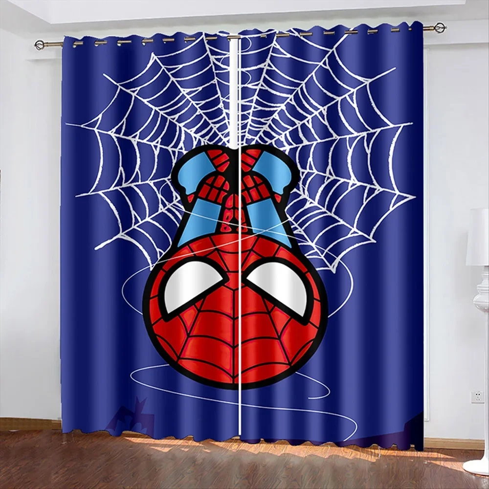 Cute Cartoon Spiderman Pattern Window Curtains Blackout Curtain for Bedroom Home Decoration Child Gift 160X184CM