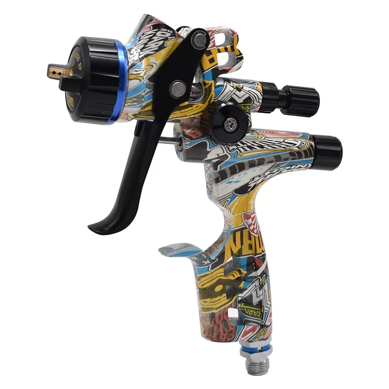New Patterned HVLP 5800G Spray Gun 1.3mm car sprayer Painting Tool Spray air Paint Gun Airbrush Low Pressure 260L/MIn (Blue)