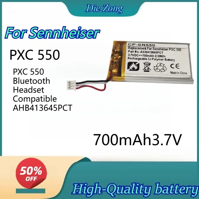 

High-quality 700mAh3.7V CP-SN550 Battery For Sennheiser PXC 550 Bluetooth Headset Compatible AHB413645PCT Rechargeable Batteries