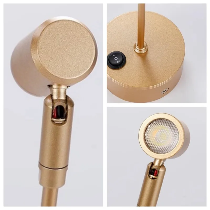 LED3W doré batterie sèche projecteurs comptoir bijoux éclairage armoire d'exposition mariage pôle projecteurs lampe