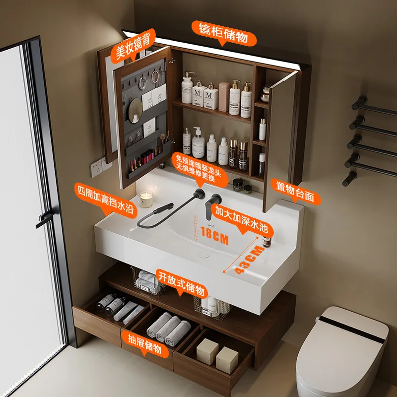 Upgraded and enlarged high-back faucet bathroom cabinet combination, bathroom washbasin, washbasin, and bathroom