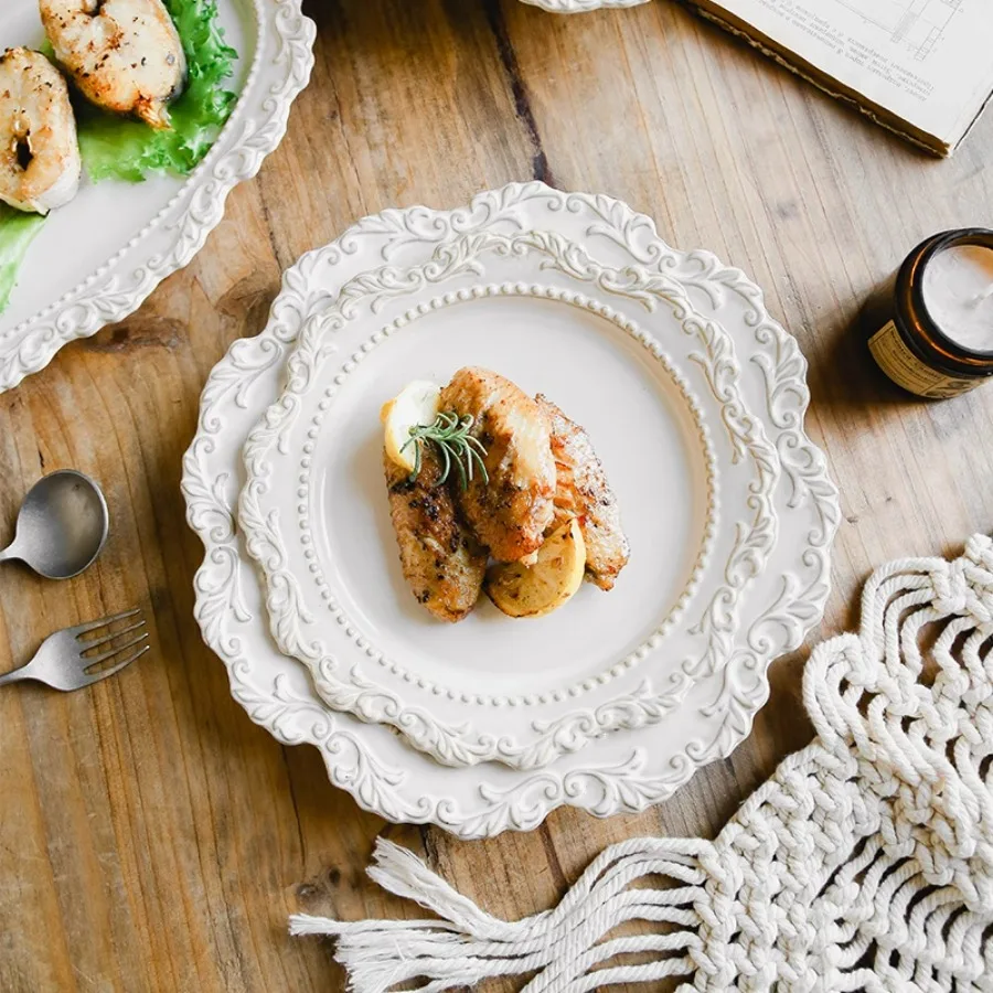 الغربية الرجعية السيراميك الفرنسية الإغاثة المطبخ لوحة طبق المعكرونة الإيطالية سلطة الحلوى الفرنسية طبق عشاء طقم قهوة أدوات المائدة المنزلية