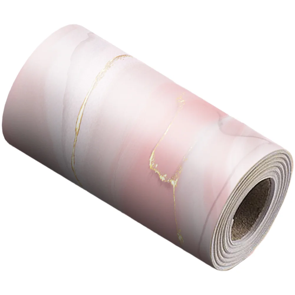 Modern Luxury PVC Marble Skirting Board Self Waterproof Wall Trim for Living Room Kitchen Bathroom Pink 240x10cm