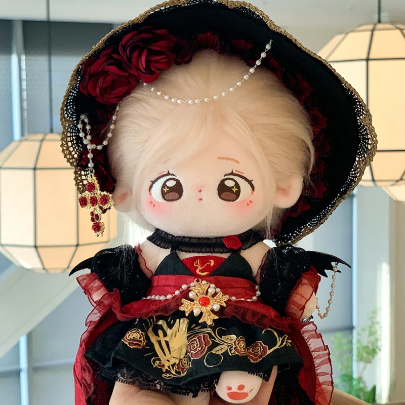 

Limited Handmade 6pc No Attribute 20cm/25cm Doll Clothes Gorgeous Style Retro Vampire Dress Rose Hat for Toys Gift No Doll