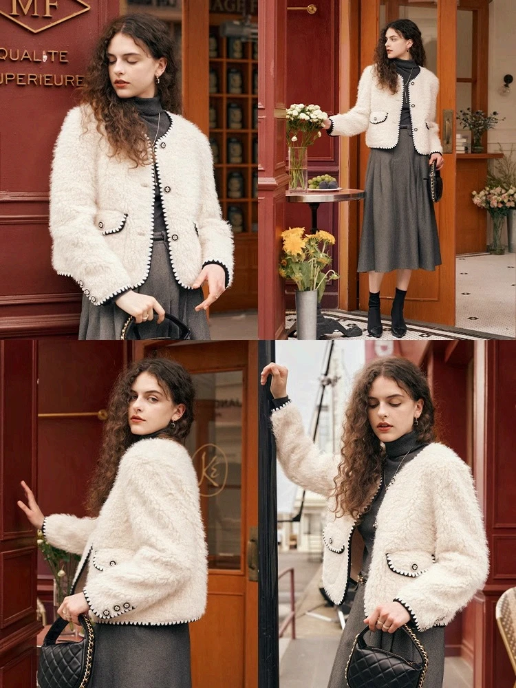 OLrain المرأة فو سترات من الفرو الصلبة س الرقبة واحدة الصدر معاطف 2025 شتاء جديد دافئ موضة تخفيف الإناث القمم G23DP88251 #5
