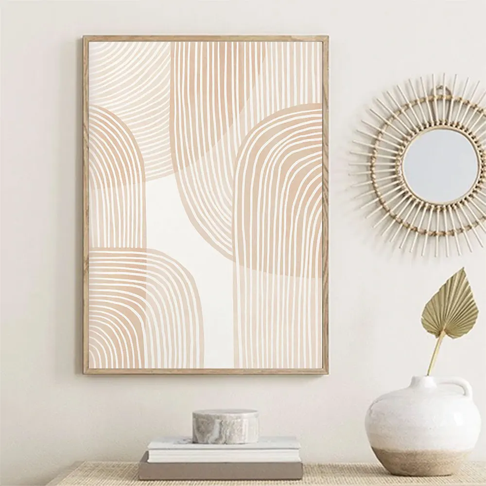 البيج هندسية بوهو الفن قماش اللوحة الشمال الحد الأدنى الملصقات والمطبوعات الحديثة جدار صور لغرفة النوم غرفة المعيشة ديكور #1