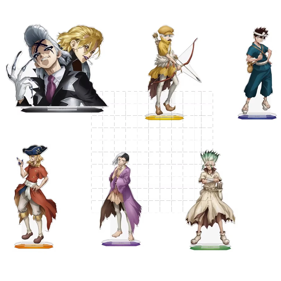 Anime Ishigami Senku Asagiri Hyoga Saionji Ukyo Acrylic Stand Doll Game Nanami Ryusui Figure Model Plate Cosplay Toy for Gift