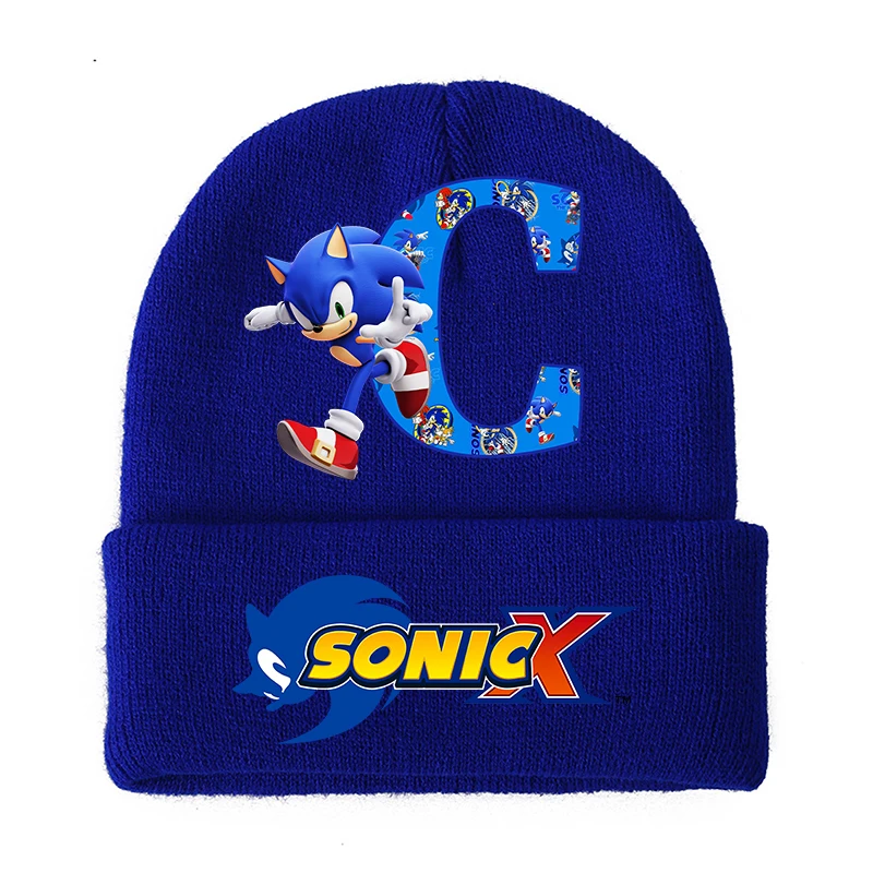 Sonics Boys Girls Knitted Hats Children Headgear Cotton Winter Outdoors Cute Woolen Cap Student Cartoon Anime Kids Birthday Gift