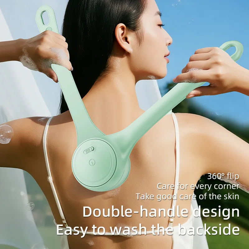 Electric Double Handle Bath Brush, Long Handle Removable, Face Rub Back Rubbing Mud Ash Multi-function