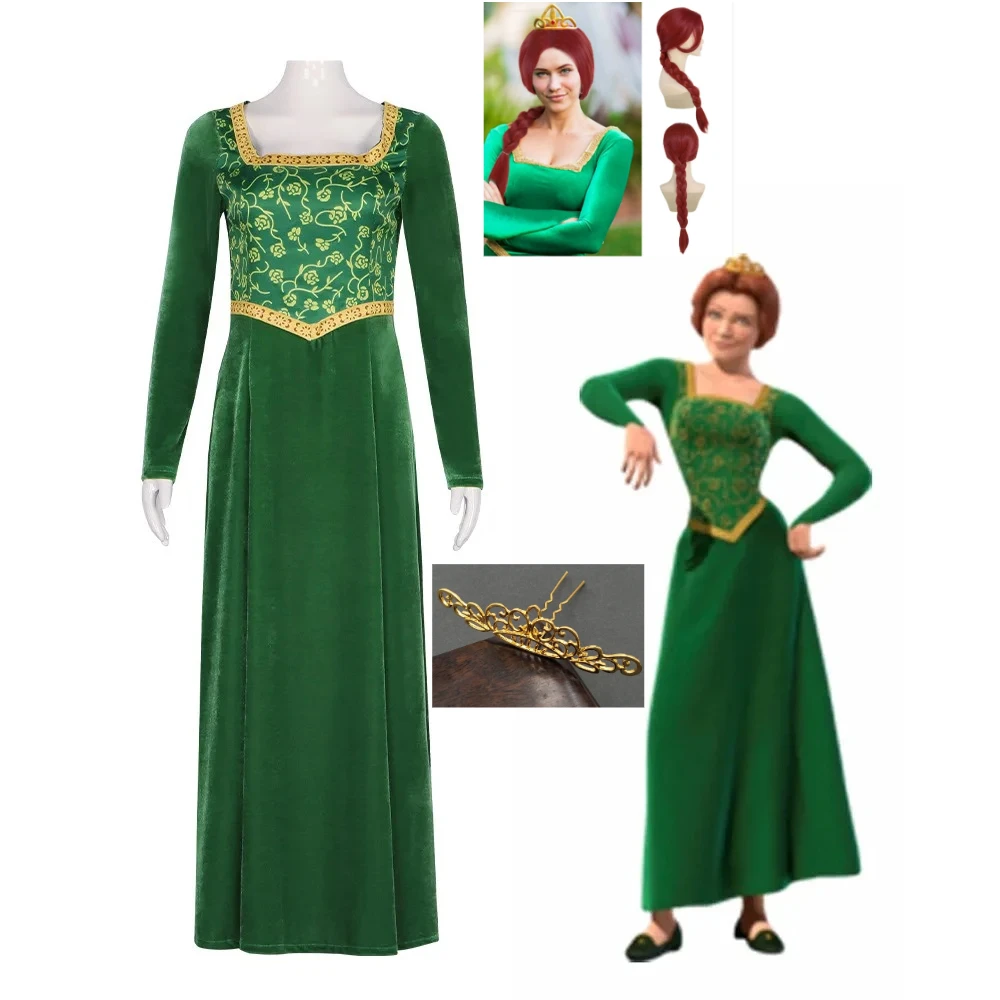 

Аниме Монстр Принцесса Фиона Косплей Костюм Комплект Одежды Униформа Хэллоуин Карнавал Вечеринка Ролевая Маскировка Одежда Парик Головные Уборы