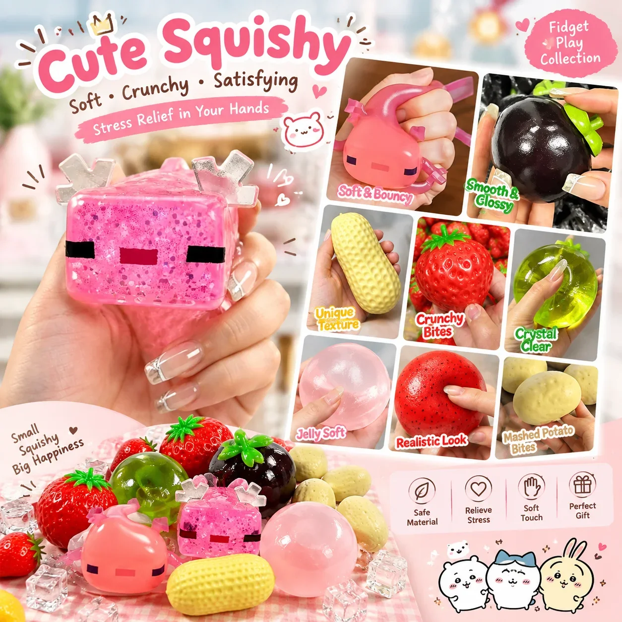 Simulation Simulation Fruit Food Squishy Toy - Soft Squeeze Fidget Toy Pixel Deer Strawberry Peanut Stress Relief Decompression Toy for Kid - Aliexpress Deal
