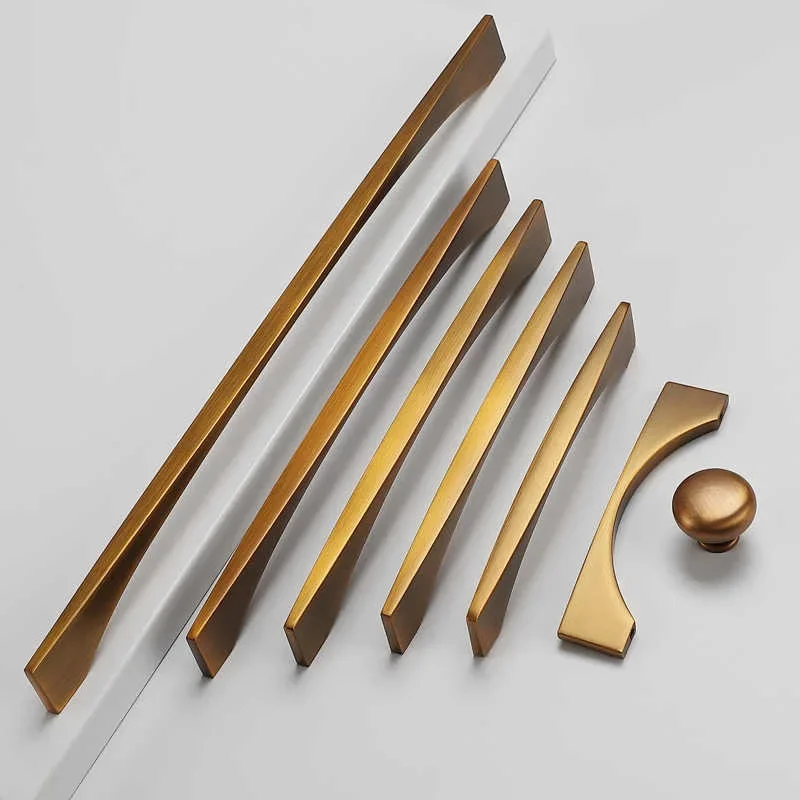 European Style Light Luxury Furniture Cabinet Handle Cabinet Wardrobe Cabinet Door Drawer Handle Solid Hardware Brass Handle