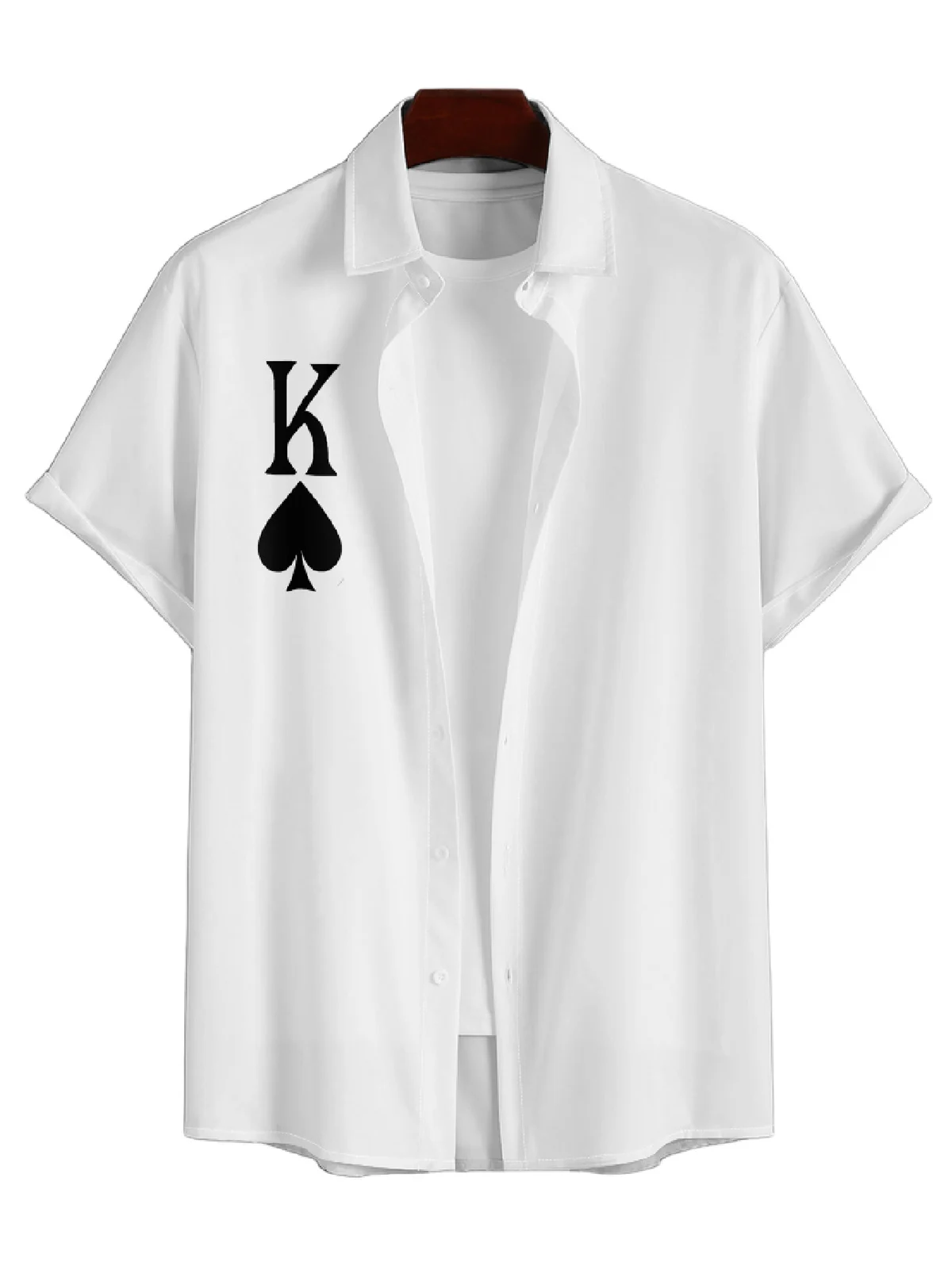 Dressfo 2024 stampa di carte da gioco da donna con scollo a V a vita alta abito con spalline sottili e camicia con maniche arrotolate vestiti di coppia