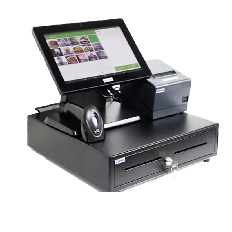 12Inch Single Screen Cashier Machine Android System POS Machine With 80mm Thermal Receipt Printer Barcod Scanner And Cash Box