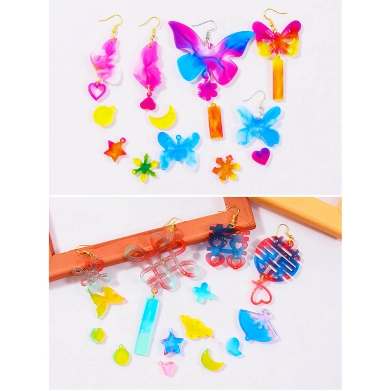 5pcs Oorbel Hanger Siliconen Mal Chinese Strik Epoxyhars Mal DIY Ornamenten Sleutelhanger Ketting Charm Epoxy Mallen