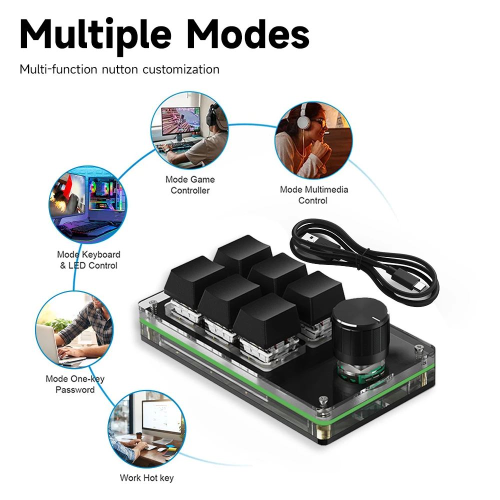 USB ماكرو مخصص لوحة مفاتيح صغيرة 6 مفاتيح 1 مقبض البرمجة لتقوم بها بنفسك لوحة المفاتيح الميكانيكية الألعاب رسم التبديل المحمولة لوحة المفاتيح قابلة للتبديل السريع