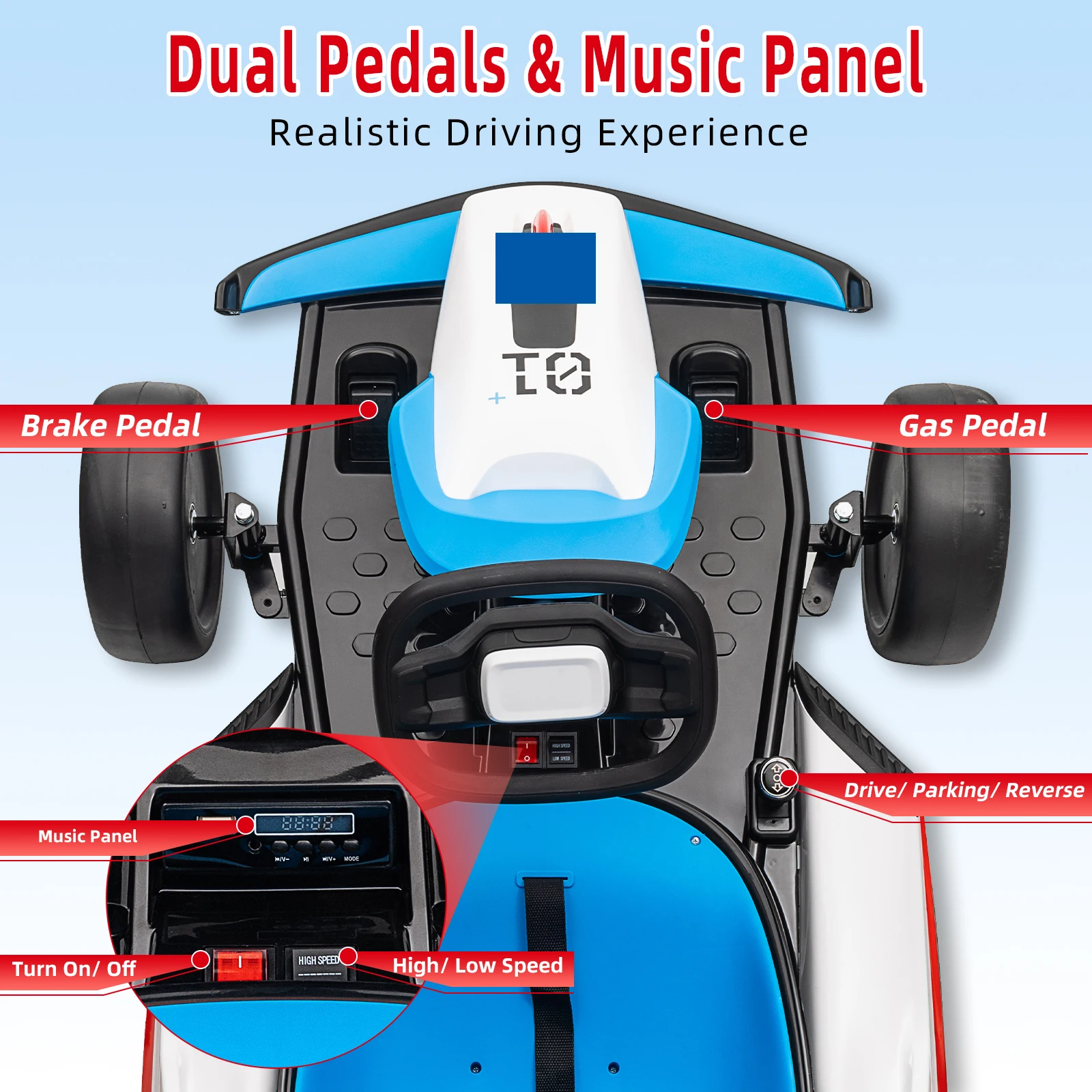 24V Go Kart Ride On Racing Speelgoed voor kinderen 6+ Ride On Drift Kart met 200W*2 Extra krachtige motoren Grote batterij met muziekhoorn