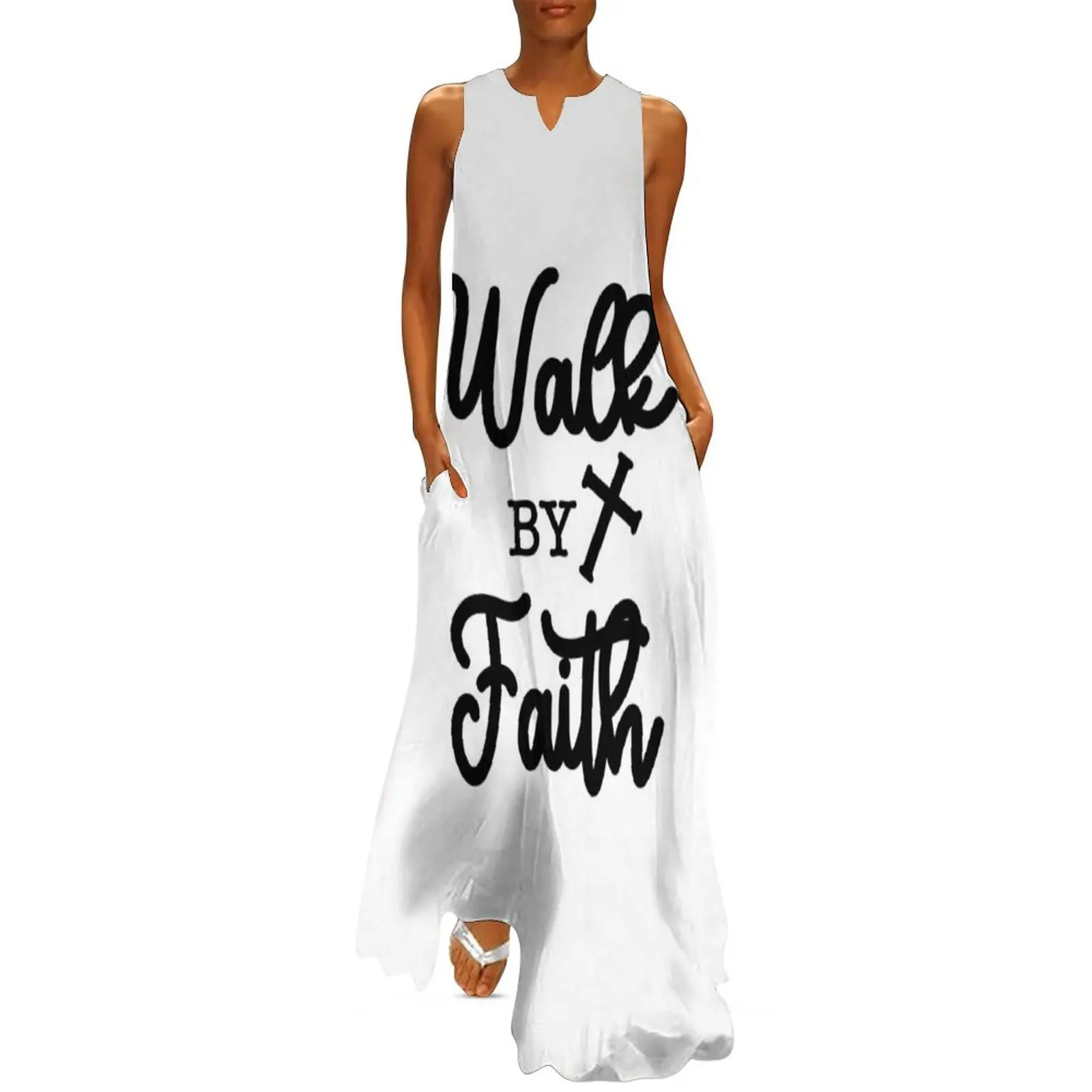 Christian verse Walk by Faith Long Dress Woman's evening dress dresses korean style Long dress elegant dresses for women