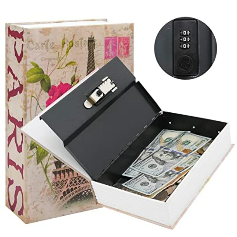 Diversion Book Safe with Combination Lock, Secret Safe Metal Lock Box, Money Storage Collection Box, 9.5