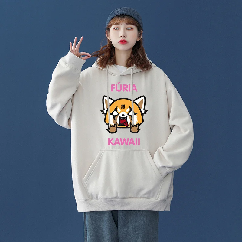 Sanrio Aggretsuko Men's and Women's Hoodie Casual Street Clothing Long sleeved Sweatshirt Boys and Girls Autumn Top Coat