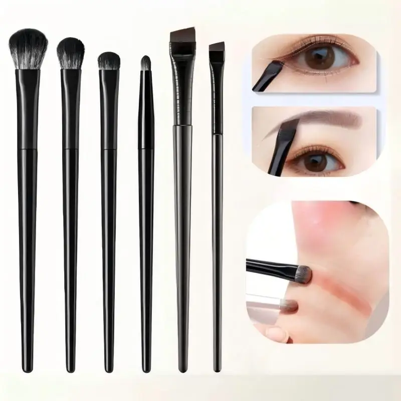 6-Piece Eye Brush Set Professional | Vegan Cruelty-Free Eye Makeup Brushes for Blending, Shading, Lining | Complete Eye Makeup K