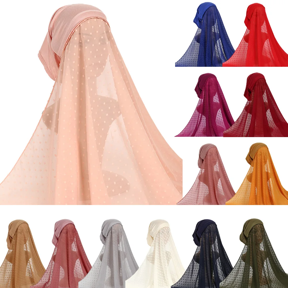 

Instant Hijab with Cap Pom Pom Bubble Pearl Chiffon Jersey Scarf Bonnet Women Veil Muslim Shawl Wrap Turban Islam Hat Headscarf