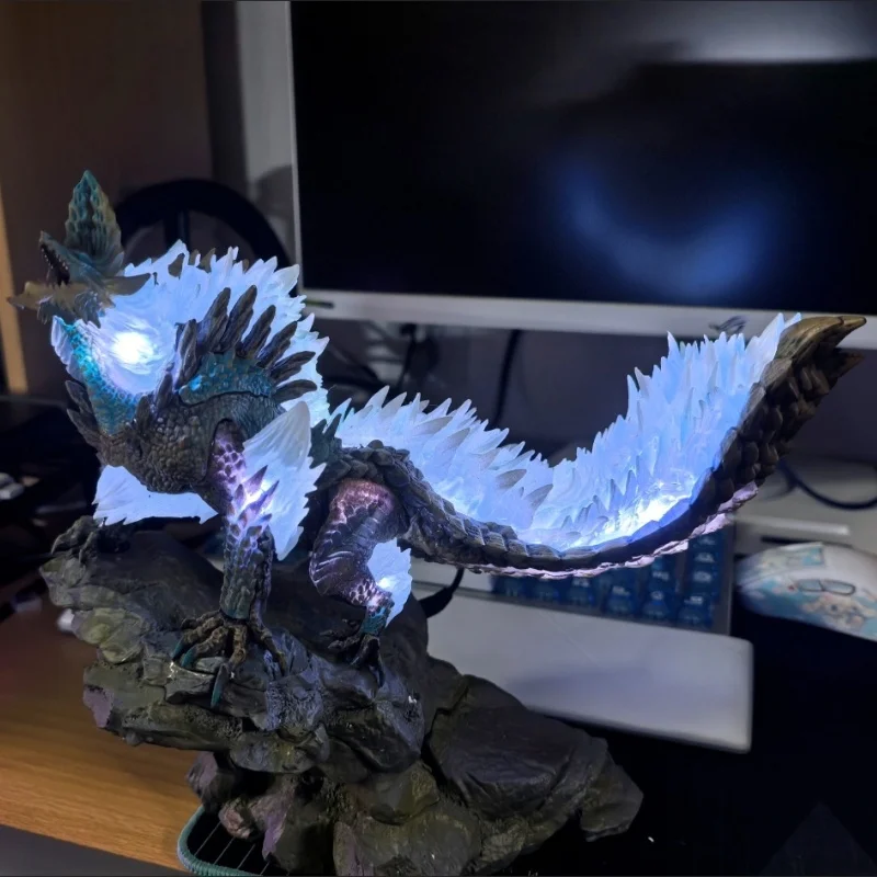 2024 New Monster Hunter World Thunder Wolf Dragon Figure Anime Statue Ornament Gk Game Monster Oversized Model Luminous Figure