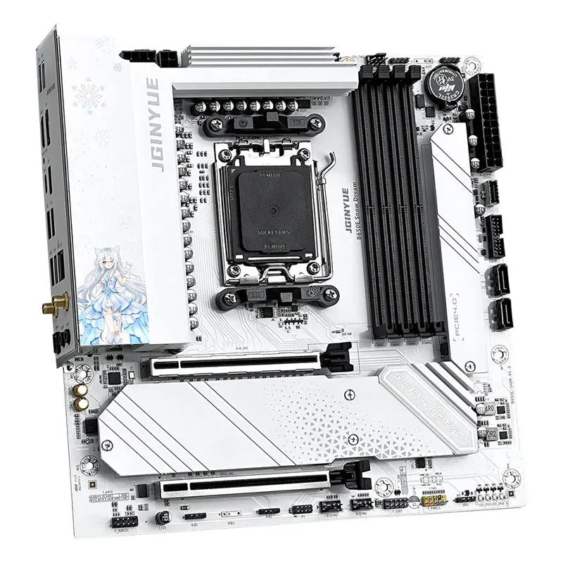 JGINYUE B650E Snow Dream AM5 MATX اللوحة الأم WIFI6E ألعاب الكمبيوتر 4 * DDR5 CPU 9700X/9800X3D/7800X3D PCIE 5.0