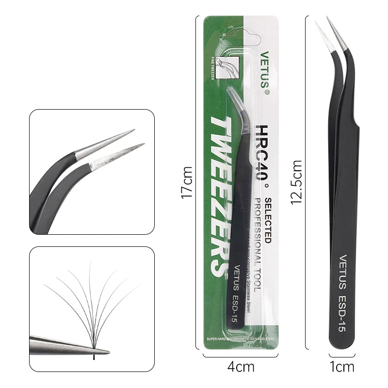 1pcs Black Stainless Steel Eyelash Tweezers Eyebrow Hair Remove Tool High Precision Grafted Eyelash Clip Lash Extension Supplies