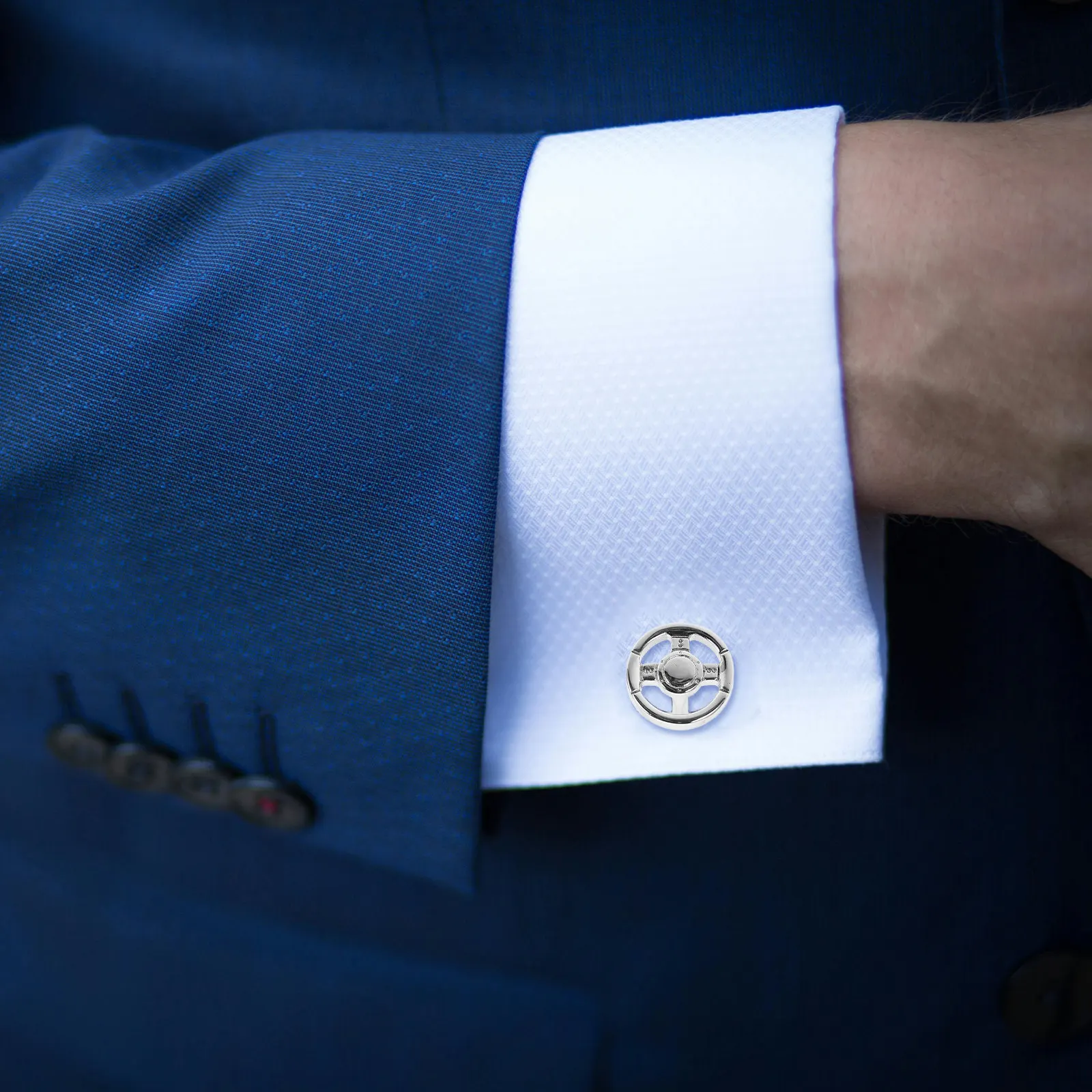 1Pair Steering Wheel Shape Cufflinks for Men Metal Cuff Links Vintage Inspired Elegant Design Tuxedo Shirt Studs Groom Suit