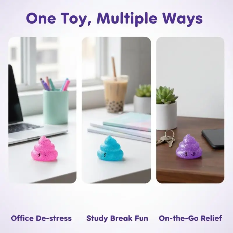 Glitter Poop Squeeze Toy Soft Elastic Adorable Cartoon Design Kids Stress Relief Desktop Party Favors 2026