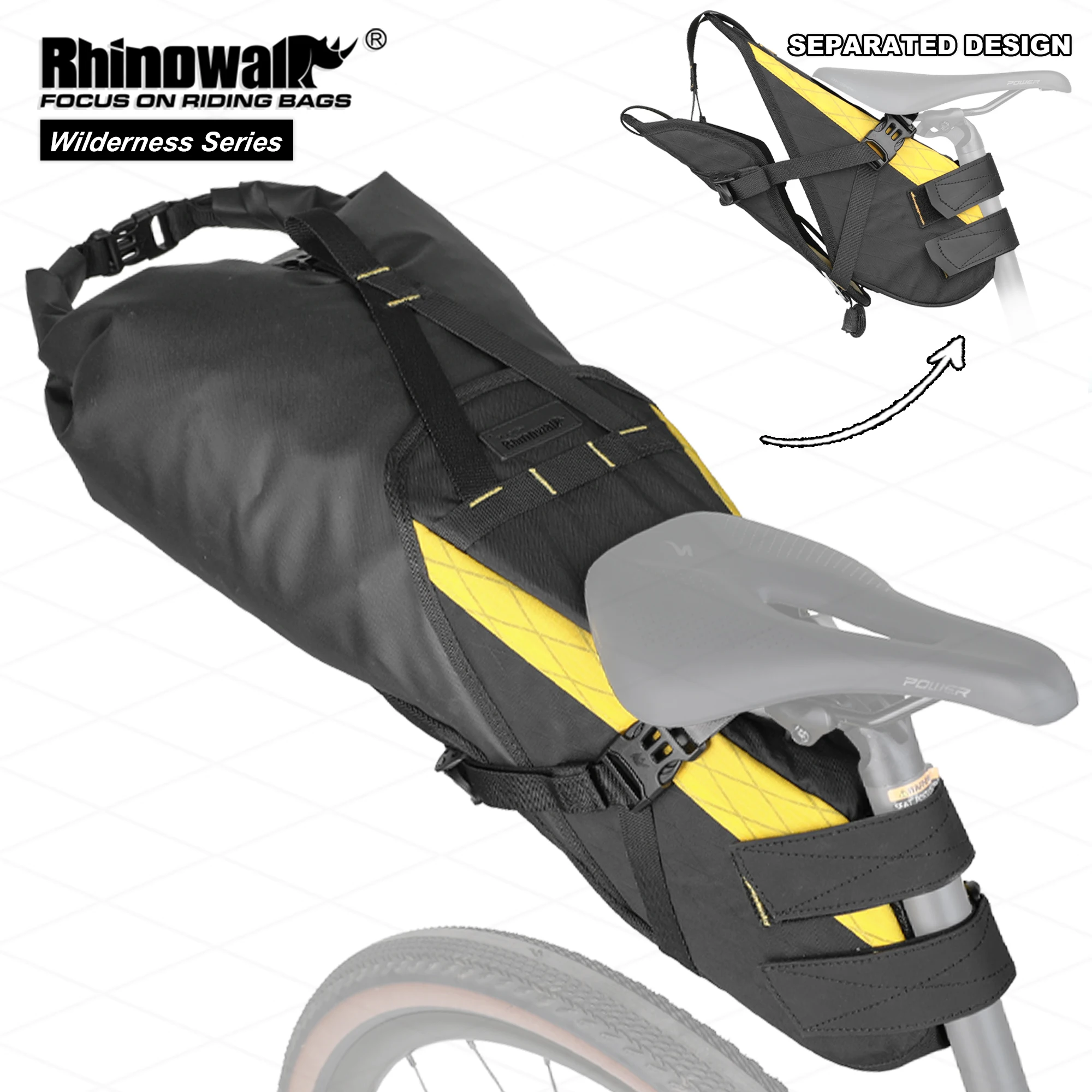 Rhinowalk Bike Saddle Bag Stable Not Shaking 14L Big Capacity  Removable Dry Bag Waterproof For Mtb Road Gravel Bike Bikepacking